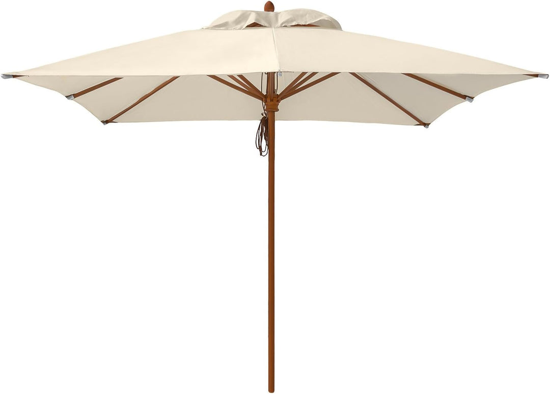 anndora® Teleskopschirm 3 x 3 m eckig Sonnenschirm Marktschirm wasserabweisend Natural Creme Weiss