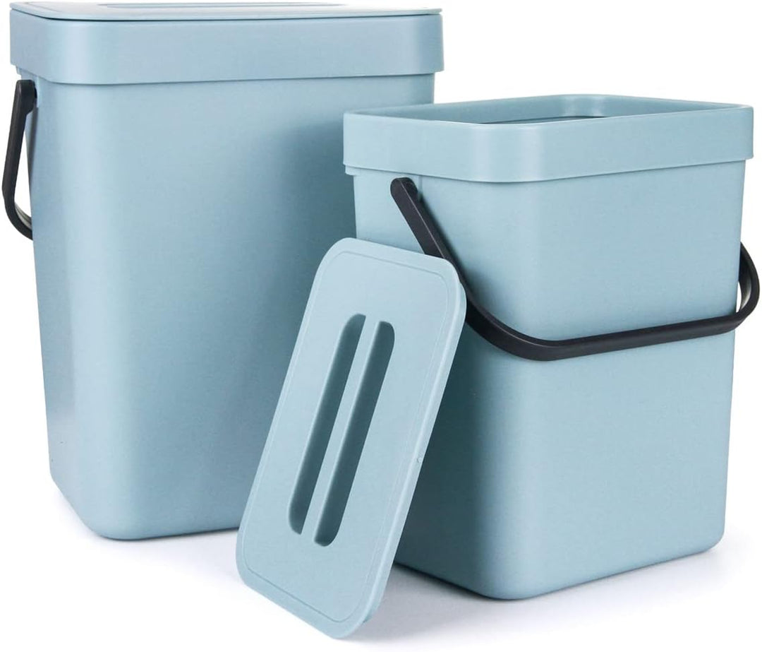 Spesh Biomülleimer Küche 2er-Set(5L+3L) Kunststoff Komposteimer Geruchsdicht Aufhängbar Abfalleimer