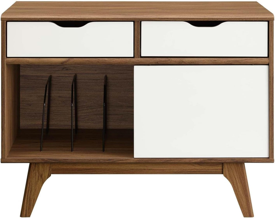 Modway Envision Mid-Century Modern 37" Vinyl-Schallplatten-Ausstellungsstand mit Schubladen, 37 Zoll