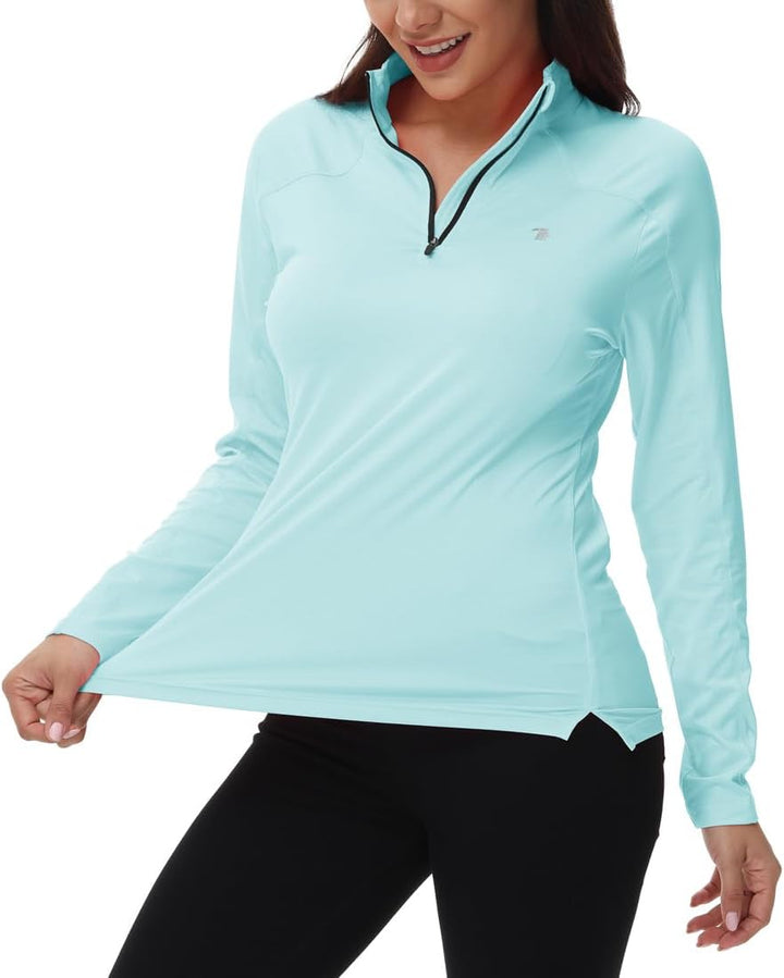 donhobo Damen Sport Shirt Langarm T-Shirt Schnelltrocknend Gym Yoga Fitness Training Laufshirt mit 1