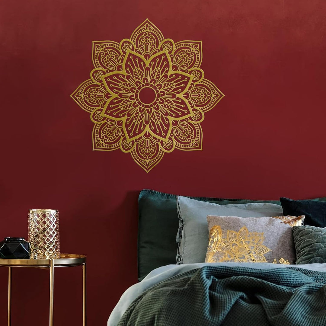 Resama Grosse runde Mandala-Wanddekoration aus Metall, einzigartige Lotusblume, Wandkunst für Wohnzi