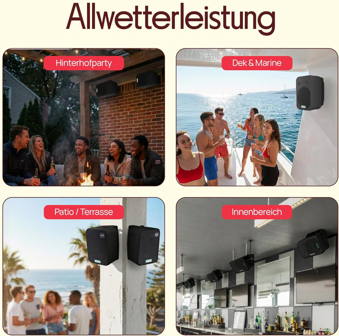 Pyle Dual Lautsprecher, Box, Musikbox, Party Boxen, Soundbox, Speaker, Wetterfeste 16,5cm Musikboxen