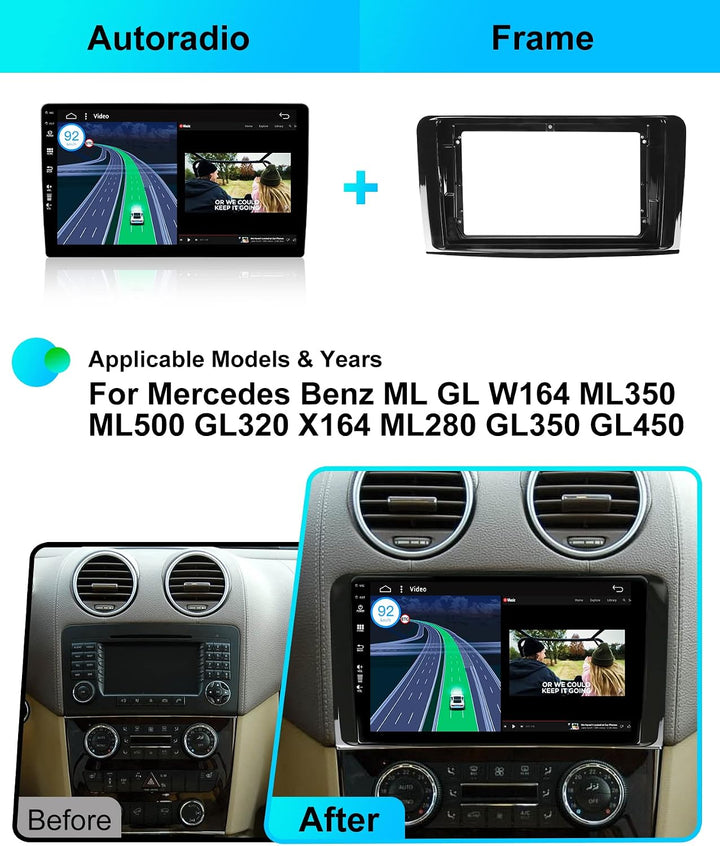 JOYX - 6G+128G - Android 15 IPS Autoradio Passt für Benz GL ML Class W164 X164 ML350 ML450 ML500 GL3