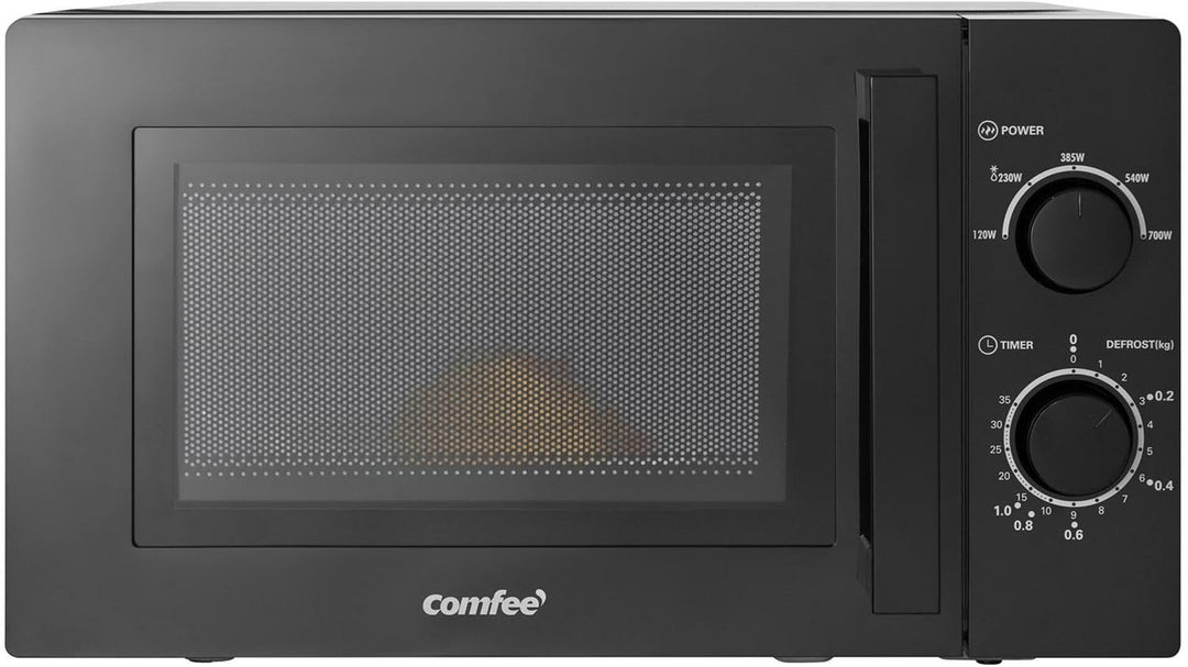 Comfee CMSN 20 bk Mikrowelle/Solo-Mikrowelle mit 5 Leistungsstufen/Innenbeleuchtung/easy Defrost/360