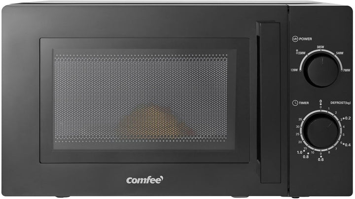Comfee CMSN 20 bk Mikrowelle/Solo-Mikrowelle mit 5 Leistungsstufen/Innenbeleuchtung/easy Defrost/360