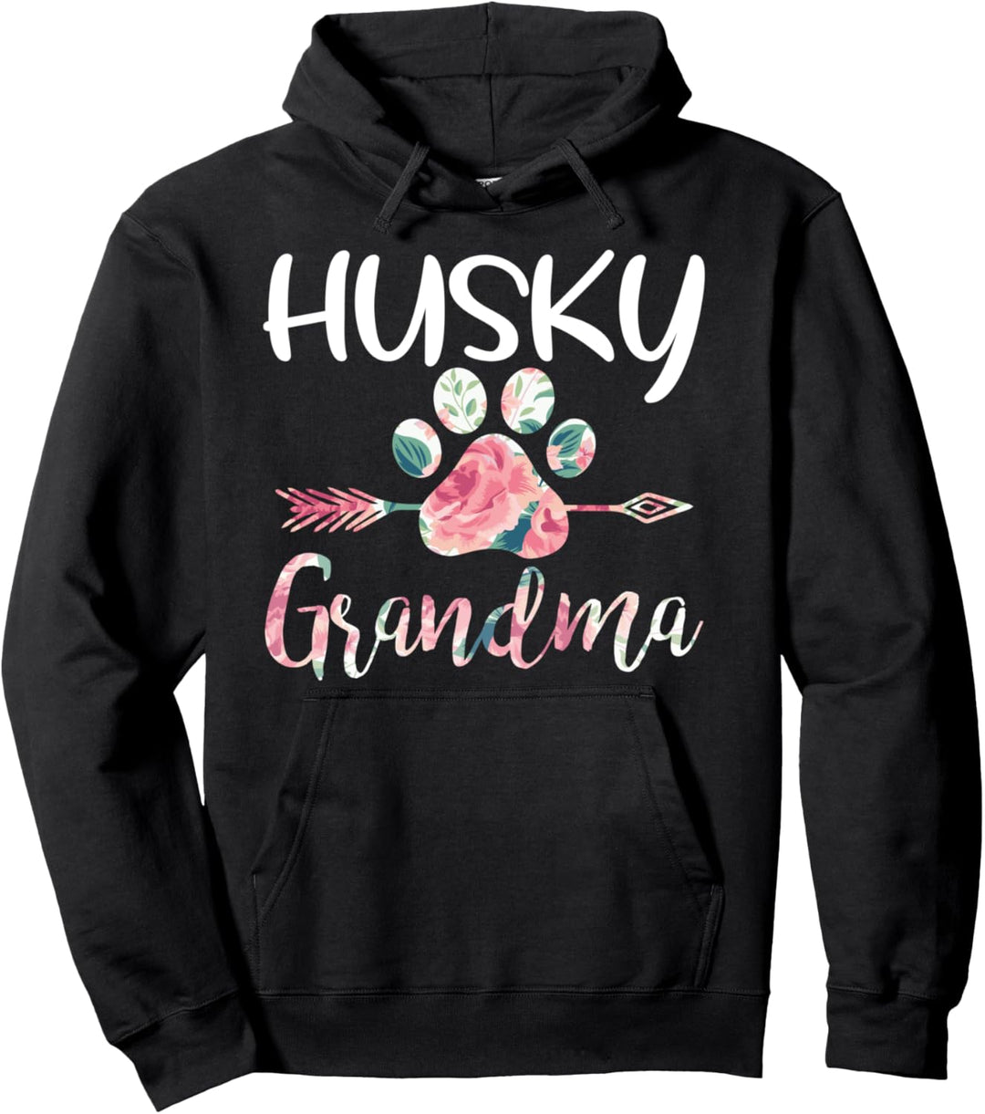 Cute Husky Grandma Siberian Husky Lover Costume Dog Paw Pullover Hoodie
