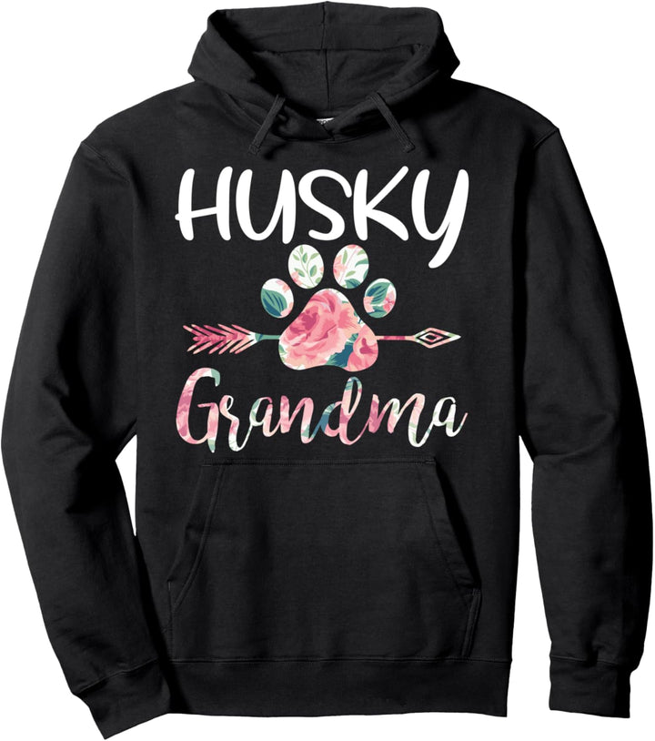 Cute Husky Grandma Siberian Husky Lover Costume Dog Paw Pullover Hoodie