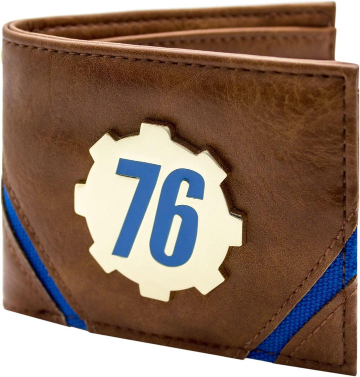 Fallout 76 Golden Vault-Tec Metallabzeichen Zahnrademblem Geldbörse/Geldbeutel Bi-Fold ID & Kartenha