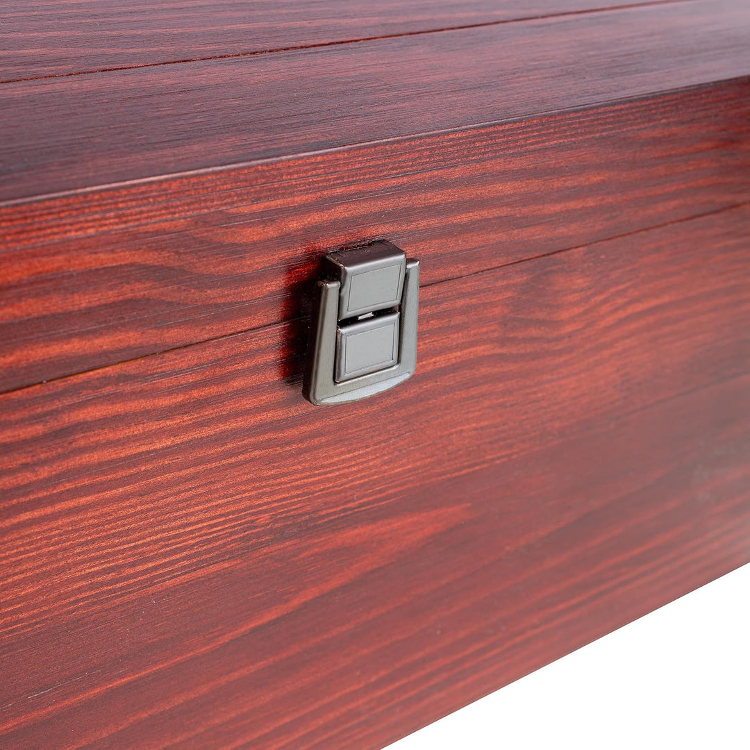 Creative Deco XXL Grosse Rot Holztruhe Holzkiste mit Deckel und Schloss | 34,5 x 25 x 19,2 cm | Scha
