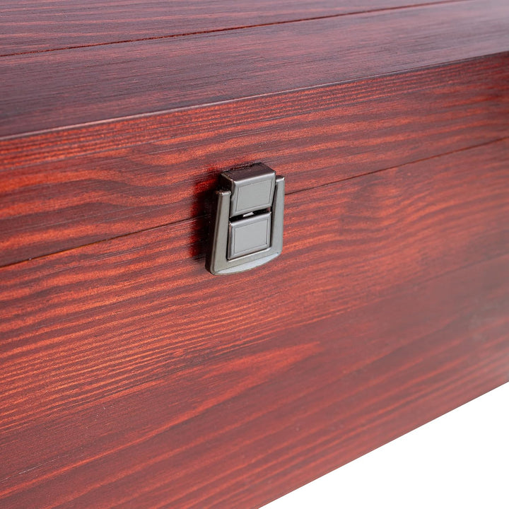 Creative Deco XXL Grosse Rot Holztruhe Holzkiste mit Deckel und Schloss | 34,5 x 25 x 19,2 cm | Scha