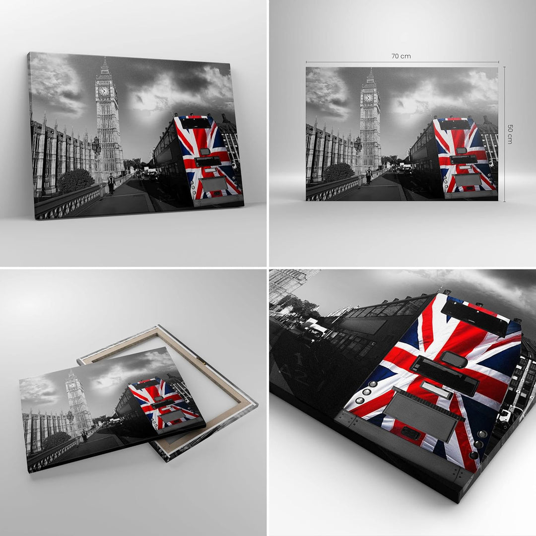Bilder auf Leinwand Bus London Big Ben Gebäude Leinwandbild 70x50cm Wandbilder Dekoration Wohnzimmer