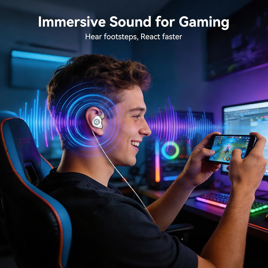 Yinyoo KBEAR BK1 USB-C Gaming-Ohrhörer mit Mikrofon, 10mm Dynamic Driver USB-C Kopfhörer für FPS-Spi