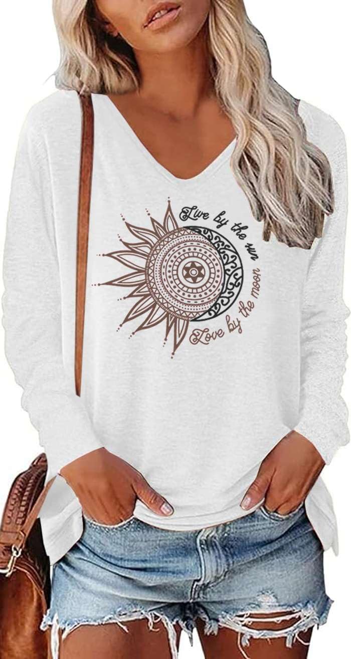 Teesho Tshirt Damen Oberteile Elegant Langarm/Kurzarm Crop Tops Casual Longshirt Cap hülse Tunika So
