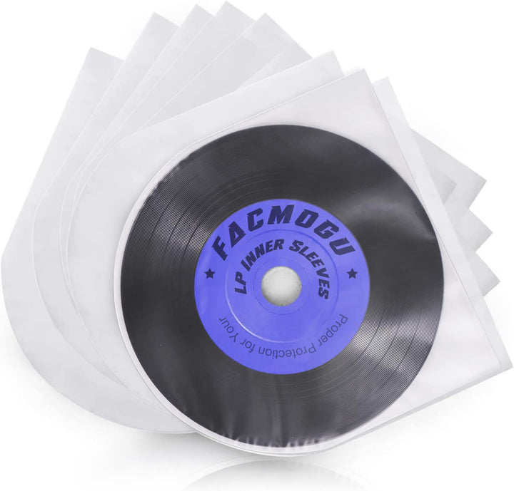 Facmogu 100 Stück 7 Zoll runde Boden Vinyl-Schallplattenhüllen, U-förmige Schallplattenhüllen für 45