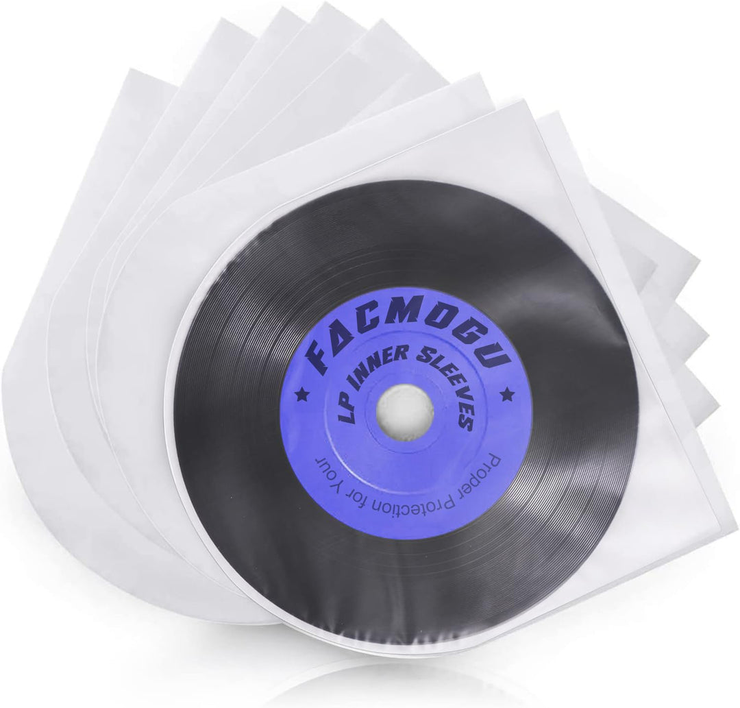 Facmogu 100 Stück 7 Zoll runde Boden Vinyl-Schallplattenhüllen, U-förmige Schallplattenhüllen für 45