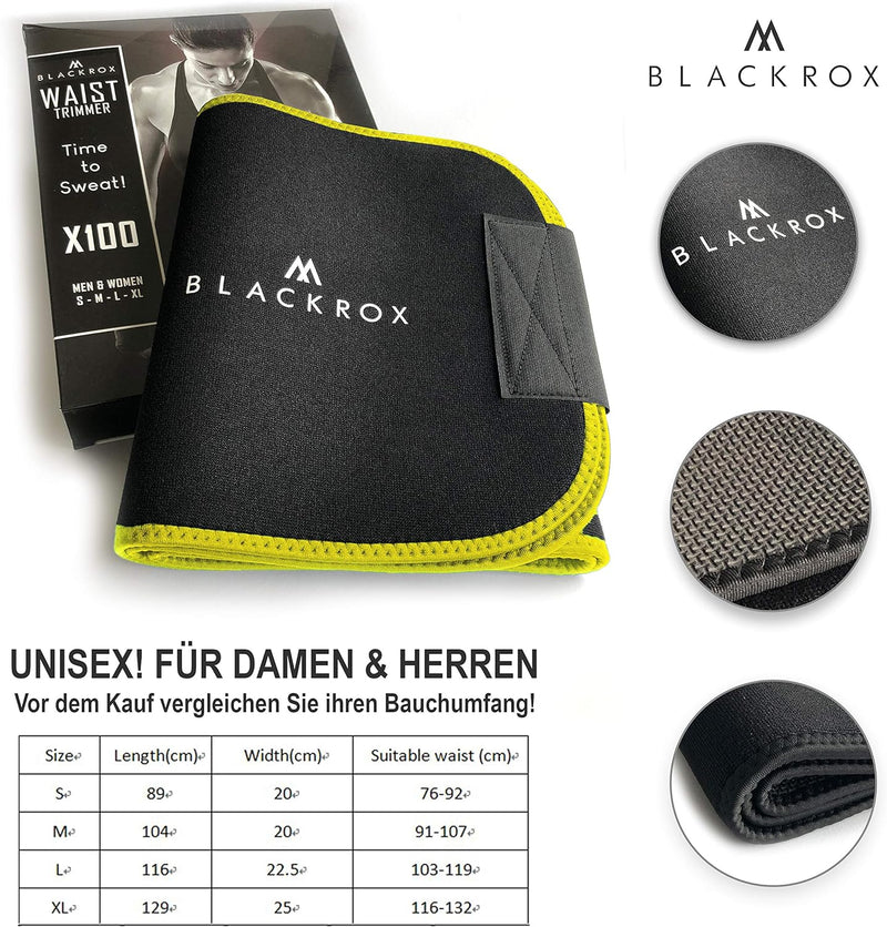 BLACKROX Waist Trimmer Fitnessgürtel Vergleichssieger Damen & Herren,Schwitzgürtel zur Fettverbrennu