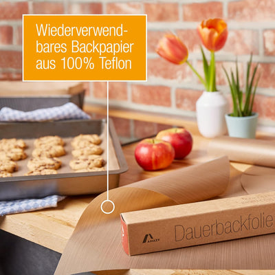 Amazy Dauerbackfolie für Backöfen (9er-Set) Premium wiederverwendbare Backpapier hitzebeständig, und