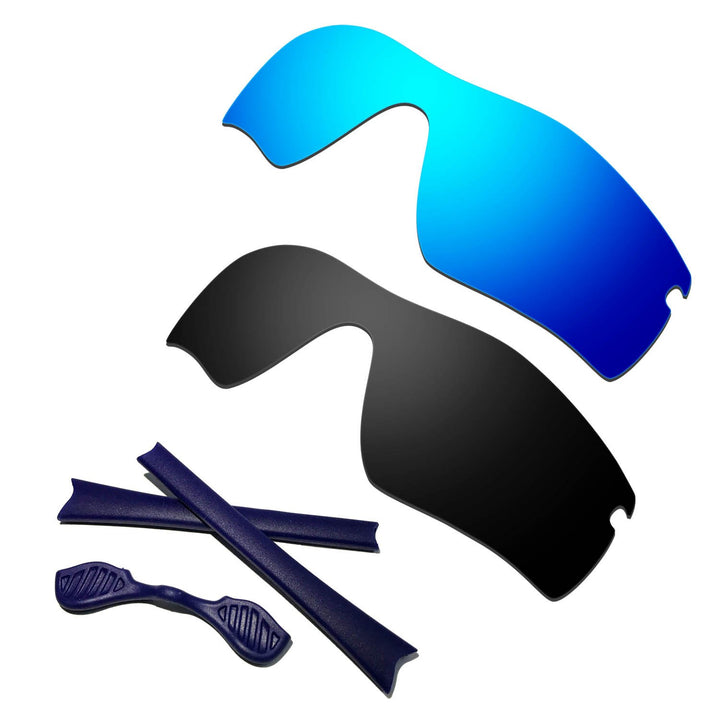 HKUCO Blue/Black Polarized Replacement Lenses plus Blue Earsocks Rubber Kit For Oakley Radar Path