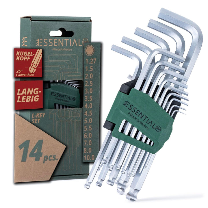 Wiha Essential Stiftschlüssel Set 14 tlg. mit Kugelkopf I Innensechskant Satz 1,27-10mm I Innensechs