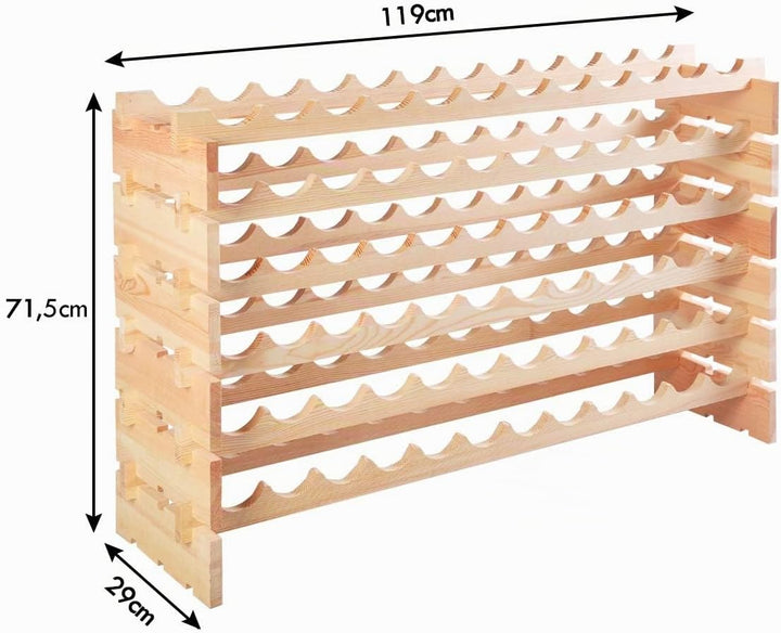 GOPLUS Weinregal Holz, Flaschenregal mit 6 Ebenen für 72 Flaschen, Flaschenhalter aus Kiefernholz, W
