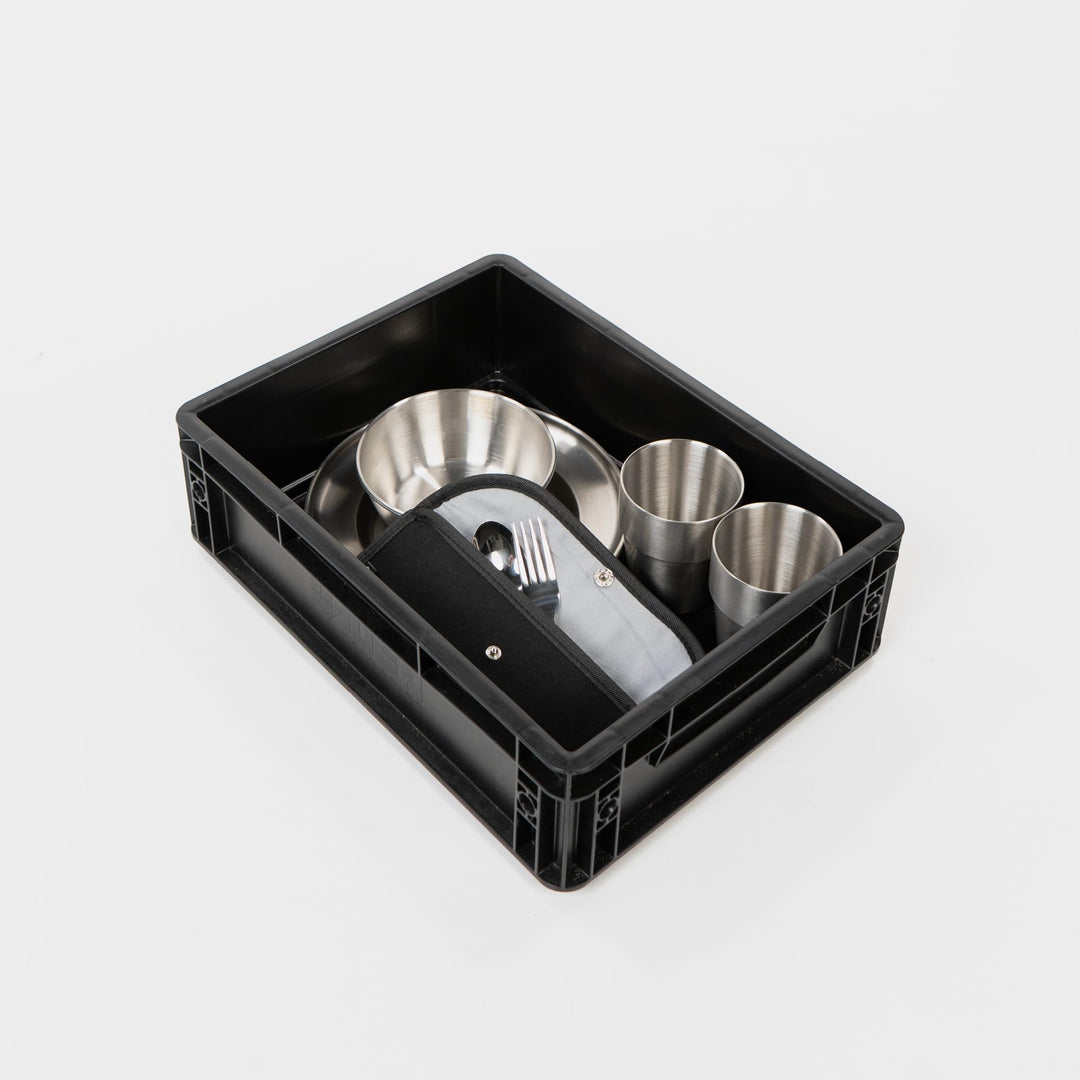 BOXIO - CookUp: Ergänzung Komplettset 28-teilig für Camping Küche 40x30x12 - Perfektes Zubehör für d