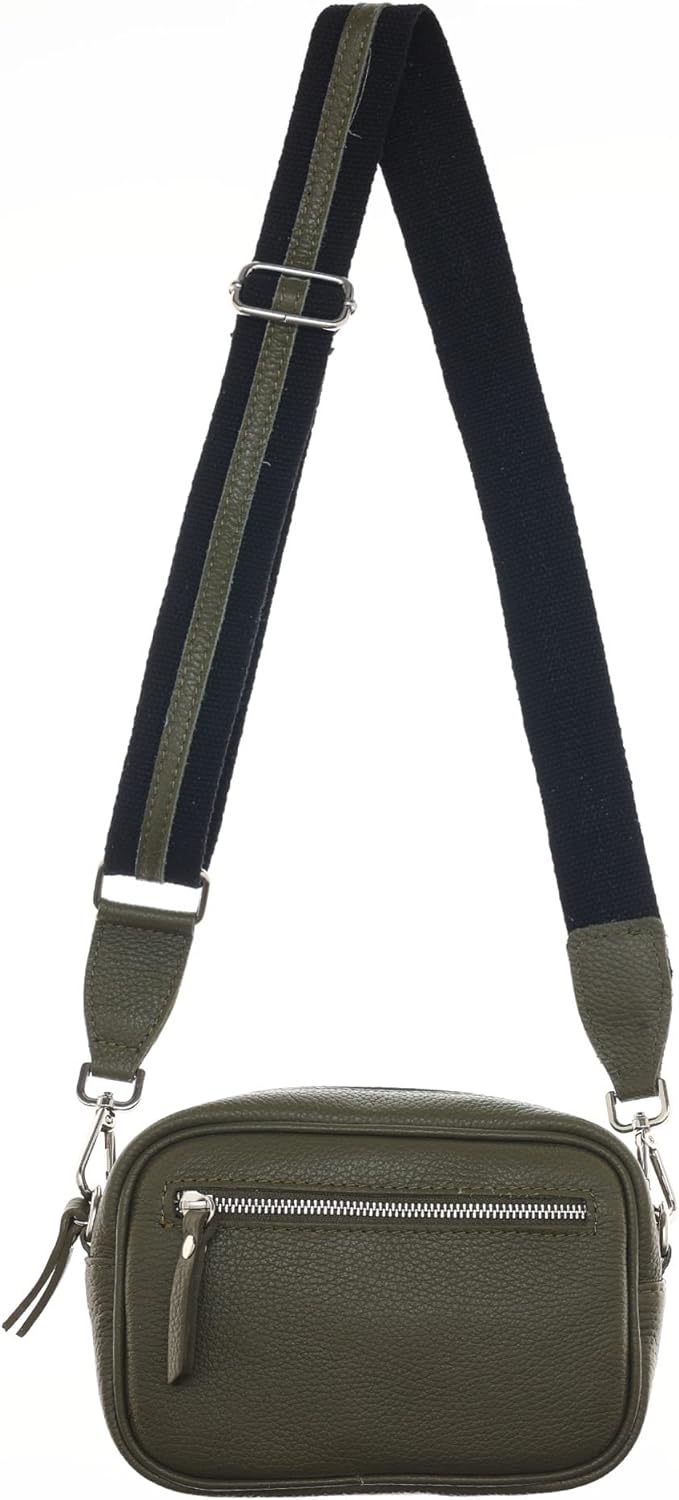 Zwillingsherz Umhängetasche mit Reissverschluss aus 100% Echtleder - Hochwertige Handtasche zum Umhä
