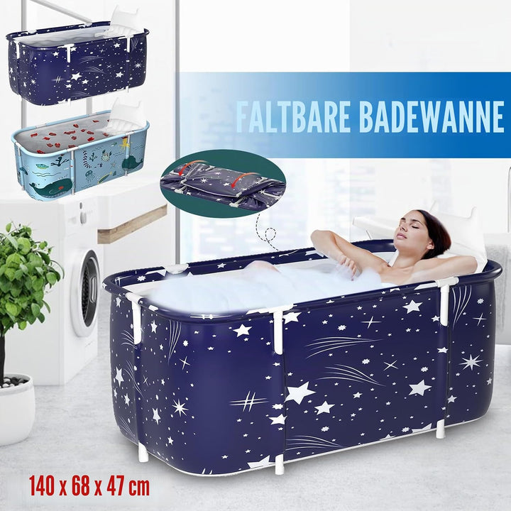 Faltbare Badewanne für Erwachsene, 132 x 68 x 47 cm, Dampfeimer für Sauna, Dusche und Eisbad, tragba