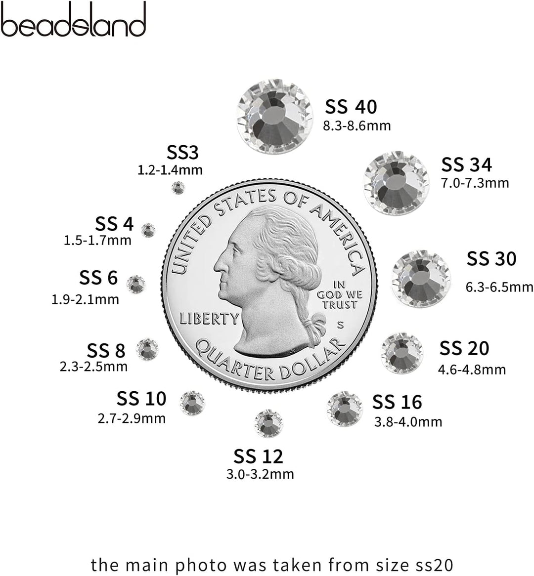 Beadsland Hotfix Strasssteine Bulk, 14400 Stück Kristall Hotfix Strasssteine zum Basteln Kleidung DI