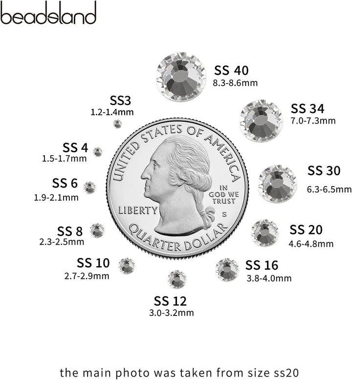 Beadsland Hotfix Strasssteine Bulk, 14400 Stück Kristall Hotfix Strasssteine zum Basteln Kleidung DI