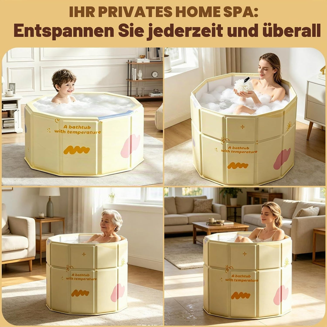 Faltbare Badewanne Gelb 70x80cm,Faltbarer Rand "Step-in" Eingang für Senioren &amp; Kinder,Sitzbadewanne