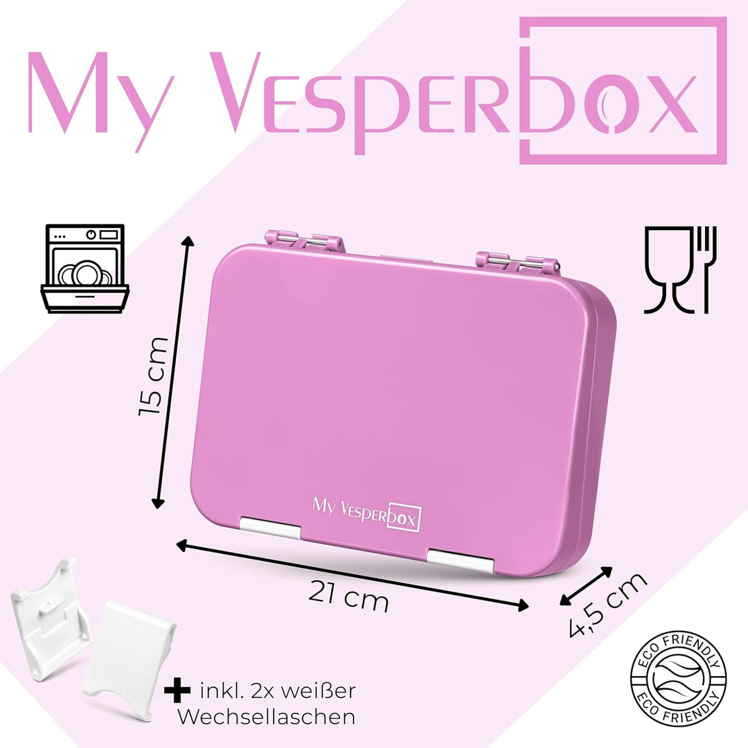 My Vesperbox – Len - Bento Box Kinder - Lunchbox mit 4+2 Fächern - extrem robust – Brotdose – Brotbo