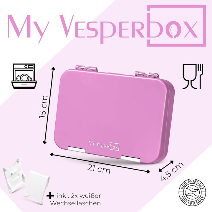 My Vesperbox – Len - Bento Box Kinder - Lunchbox mit 4+2 Fächern - extrem robust – Brotdose – Brotbo