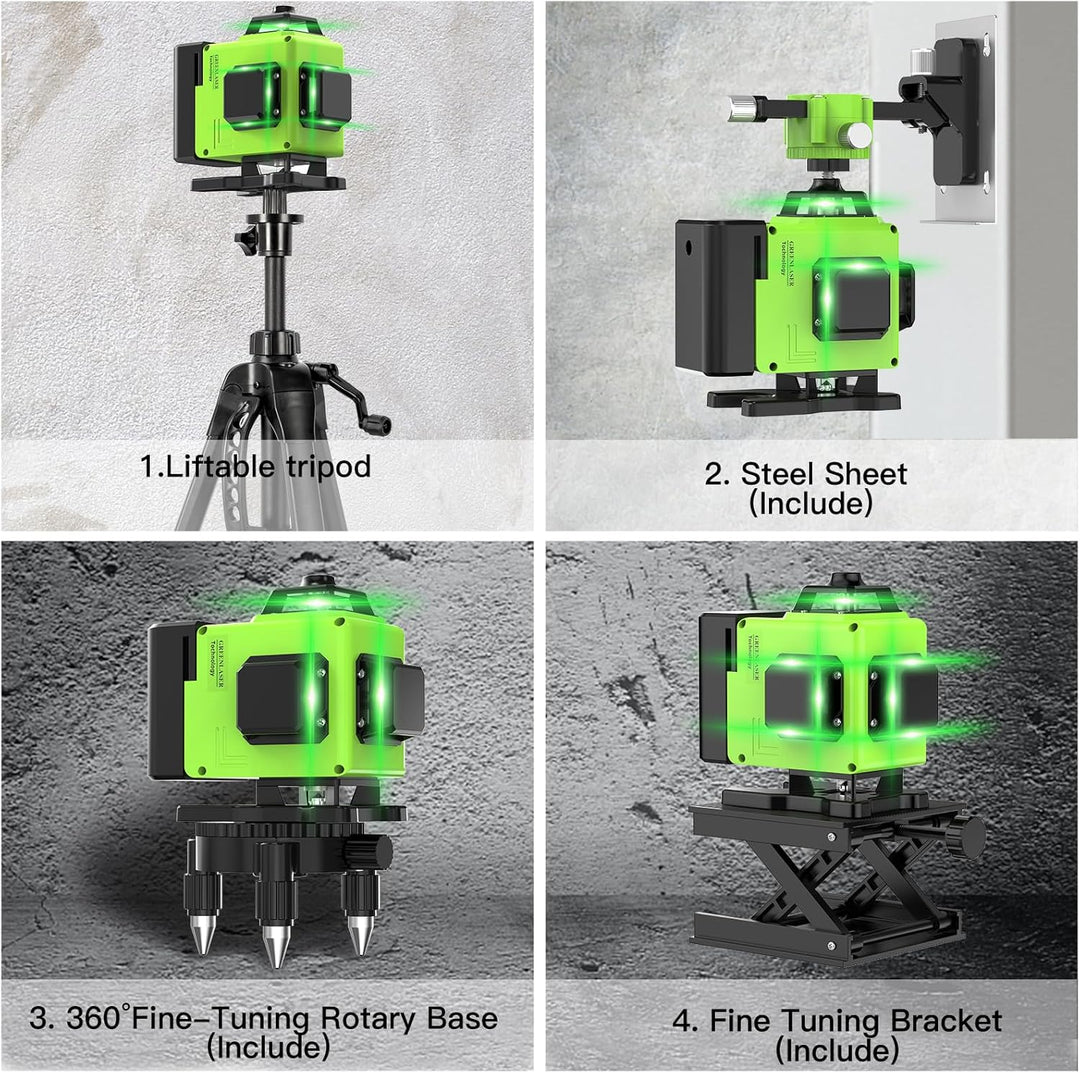 Kreuzlinienlaser Grün 16 Linien Nivellierlaser, 4 x 360 ° Laser wasserwaage, linienlaser kreuzlaser
