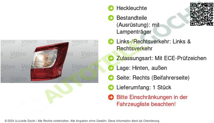 VALEO Original Teil Heckleuchte Rechts 044448