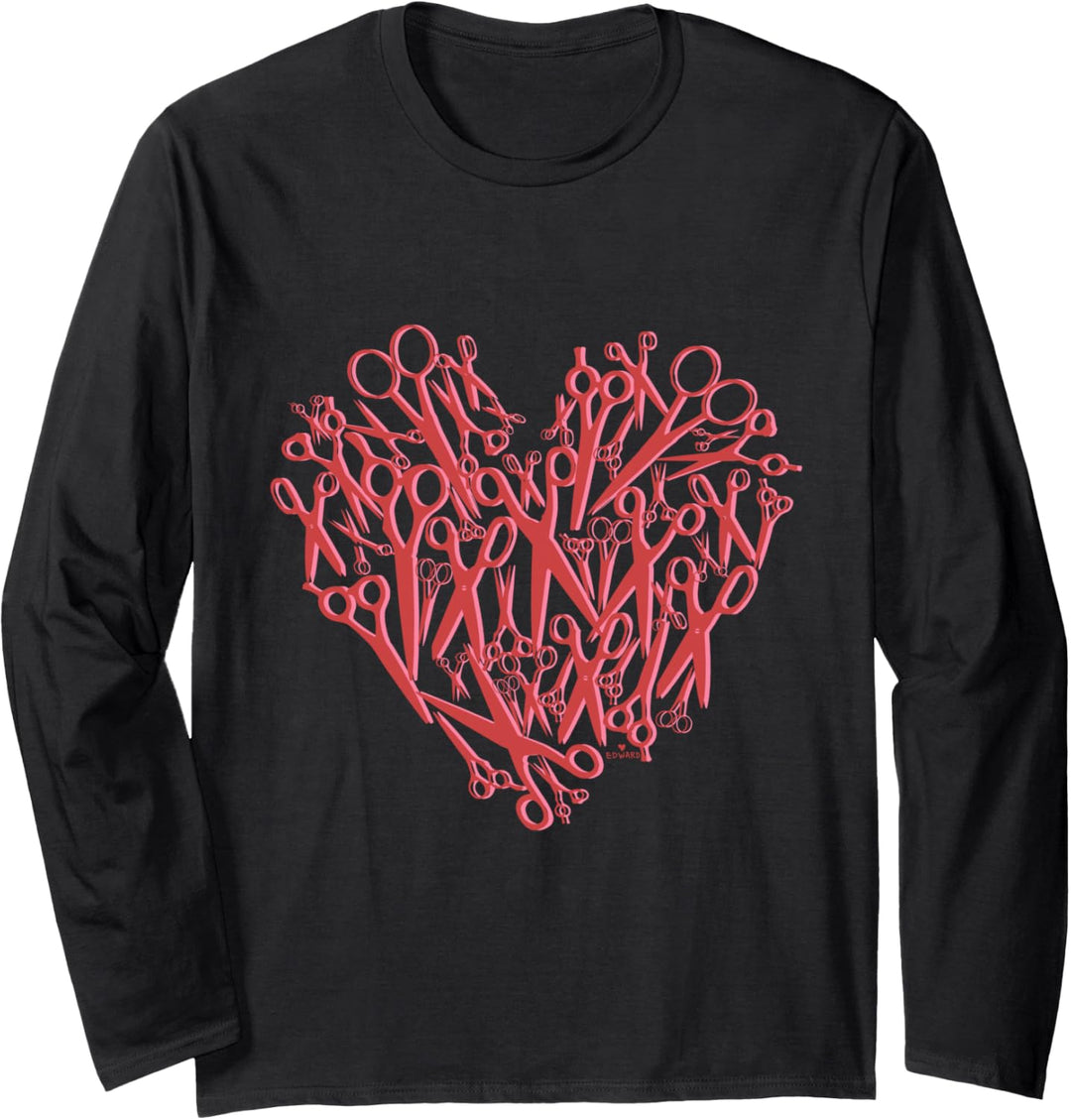 Tim Burton's Edward Scissorhands Scissor Heart Icon 90s Langarmshirt