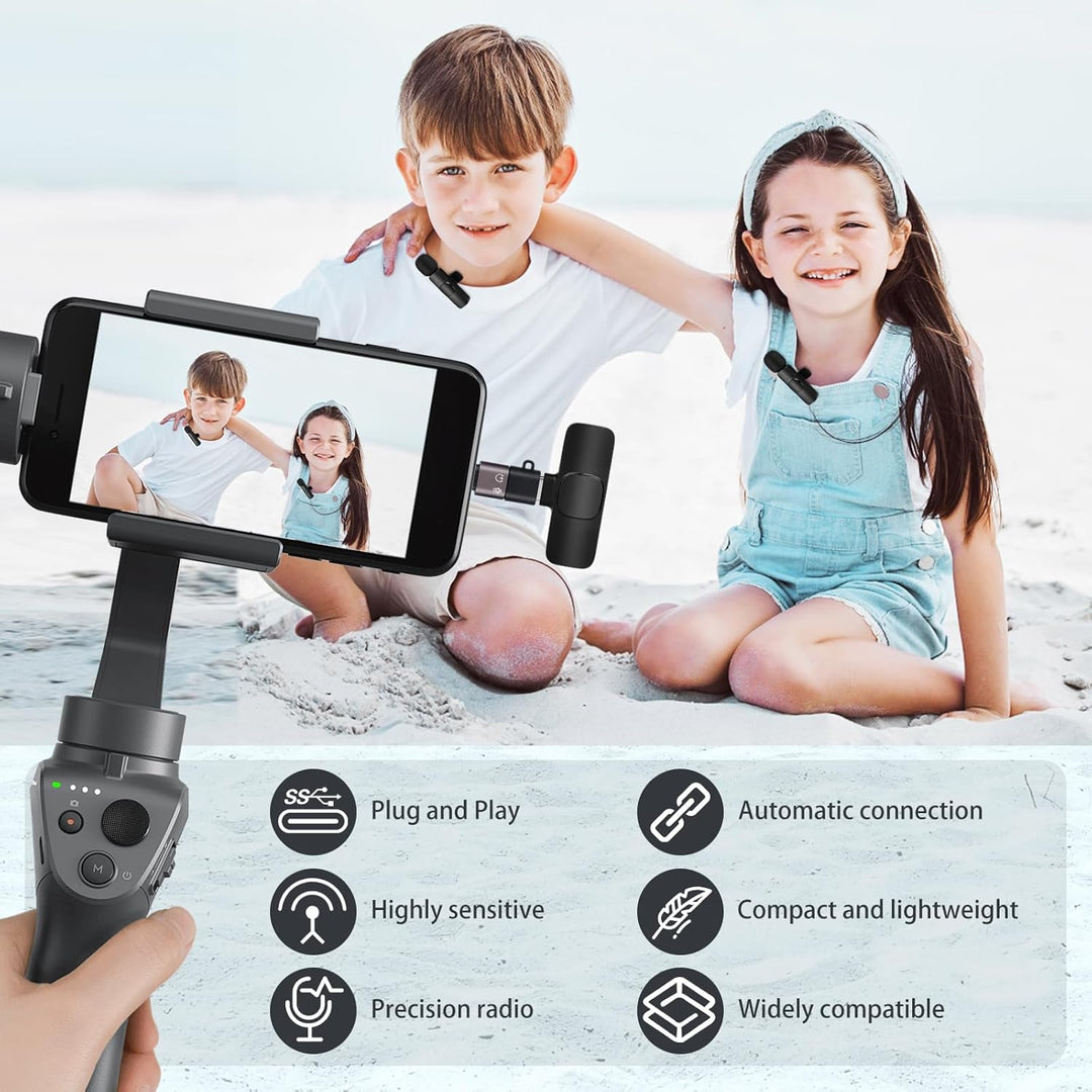 MXTIMWAN 2pcs Mini Mikrofon, Mikrofon Handy, Lavalier Mikrofon Wireless mit Rauschunterdrückung,Anst
