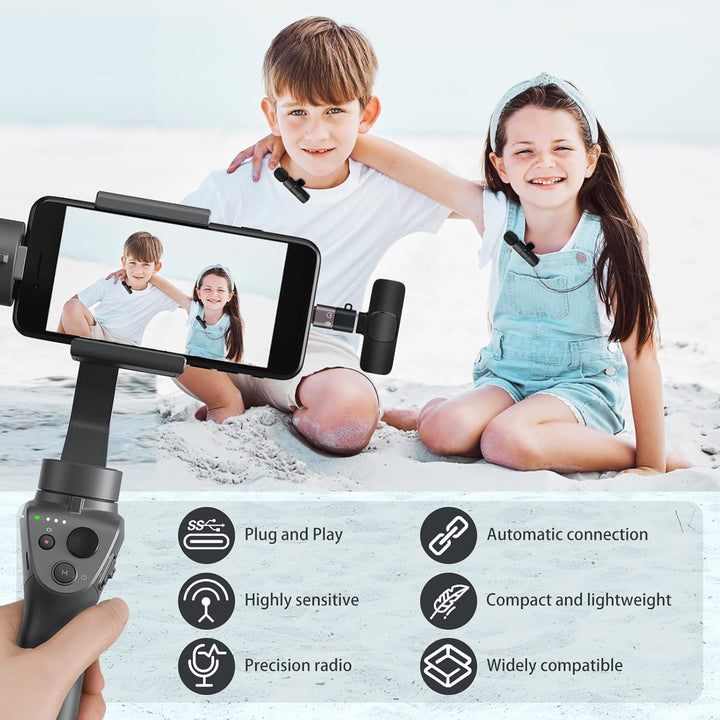 MXTIMWAN 2pcs Mini Mikrofon, Mikrofon Handy, Lavalier Mikrofon Wireless mit Rauschunterdrückung,Anst