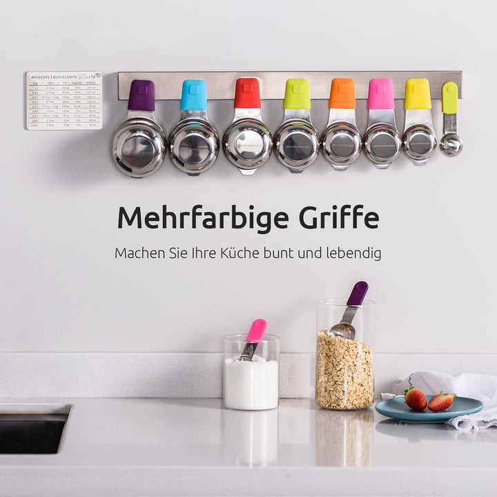 U-Taste Magnetische Messbecher und Messlöffel 13 Stück aus 18/8 Edelstahl: 7 Cup Messbecher und 5 TL
