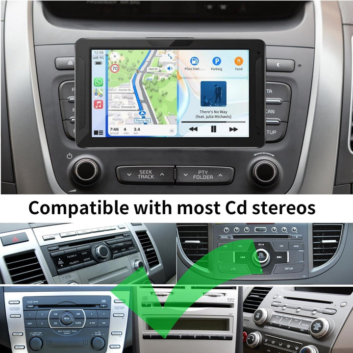 CD SchlitzHalterung für CarPlay Bildschirm Verstellbarer Arm und 360° Drehbarer Universalkopf Kompat