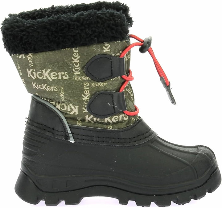 Kickers Unisex Kinder SealsnowSchneestiefel 24 EU Schwarz Grün, 24 EU Schwarz Grün
