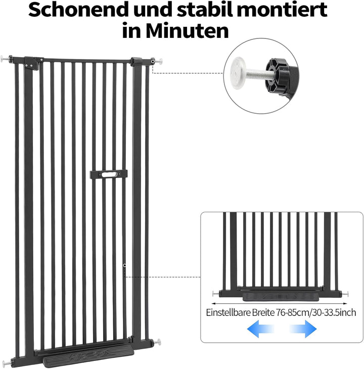 Schutztor Ausziehbar Haustiere Katzentiertor, 150cm Haustiergitter Extra Hoch mit Doppelverriegelung