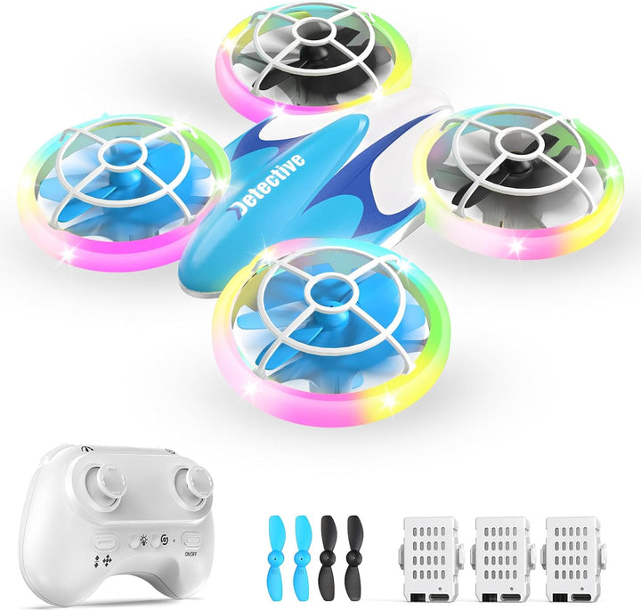 Mini Drone for Children from 6+, 3 Batteries, LED Quadcopter with 360° Flip Indoor Outdoor (Blau), B