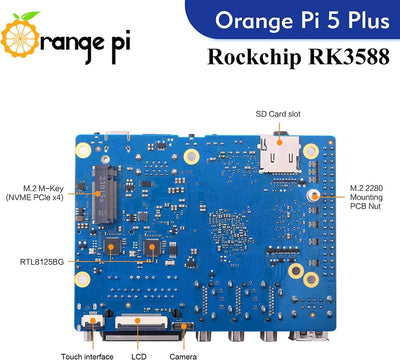 GeeekPi Orange Pi 5 Plus 8GB LPDDR4/4x Rockchip RK3588 8-Core 64-Bit Single Board Computer with eMMC