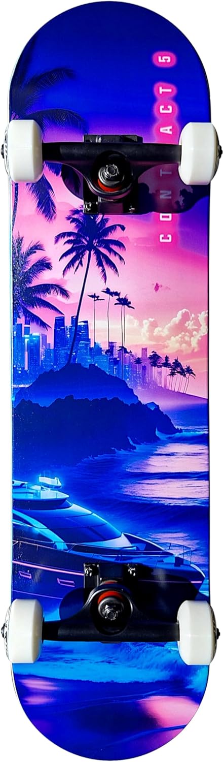 Komplett Skateboard Pacific Paradise - für Kinder und Jugendliche - 7-lagiges Ahornholz Deck - Mediu