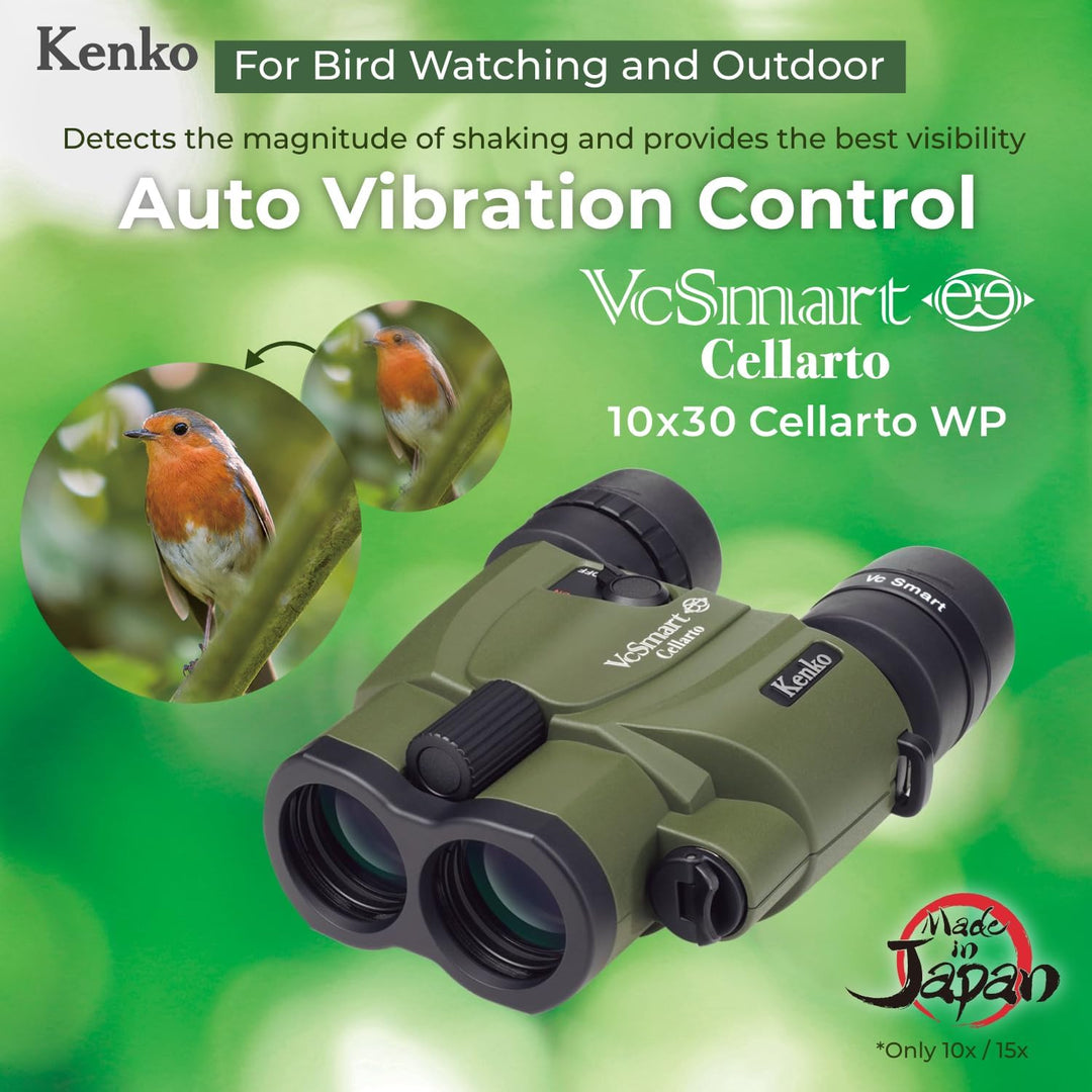 Kenko Bildstabilisierung Fernglas Vc Smart 10x30 Cellarto WP, Dachkantprisma, wasserdicht IPX7, kont