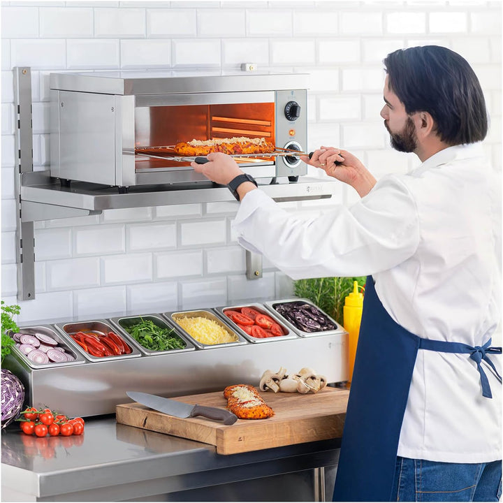 Royal Catering Salamander Grill Überbackgerät (230 V, 2000 W, E.G.O. Thermostat 50–250 °C, Auffangbe