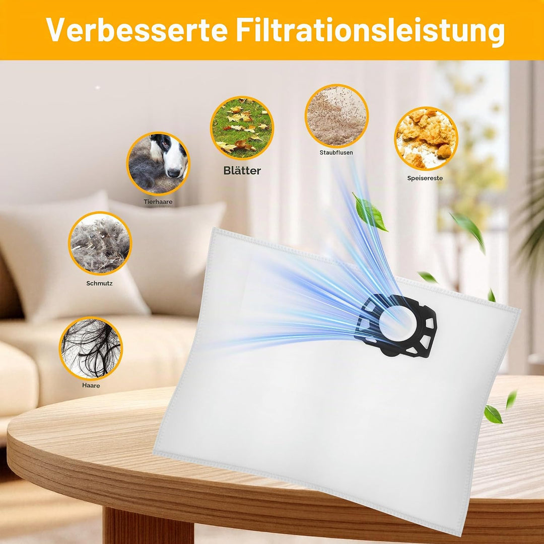16 Stück KFI 357 Staubsaugerbeutel für Kärcher WD2 WD2 Plus WD3 KWD1 KWD2 KWD3 MV3 WD3.200-WD3.800M