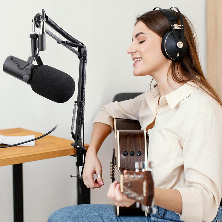 SM7B Mikrofon Arm mit Popschutz - Microphone Schwenkarmständer kompatibel mit Shure SM7B XLR-Studiom