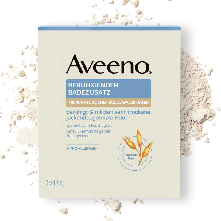 Aveeno Beruhigender Badezusatz 8 x 42 g, pflegendes Entspannungsbad aus 100 Prozent natürlichem koll
