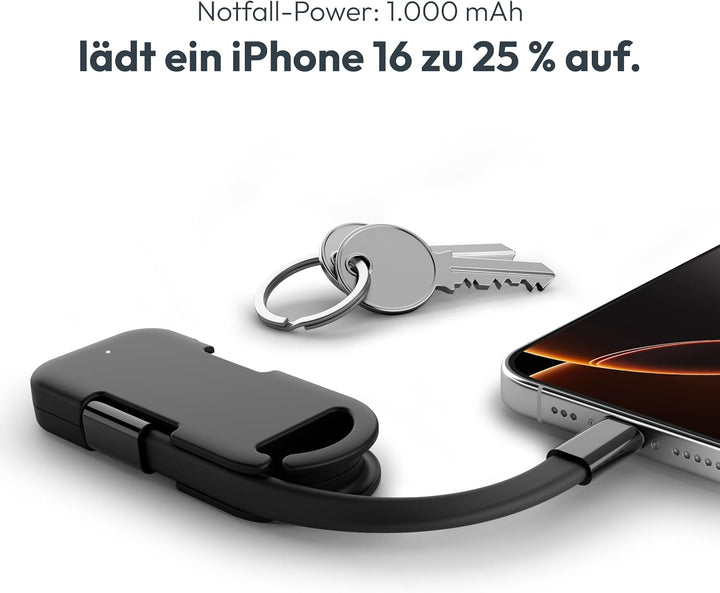 Vonmählen Evergreen Go - USB-C Powerbank mit 1.000 mAh für unterwegs, für den Schlüsselbund, Umweltb